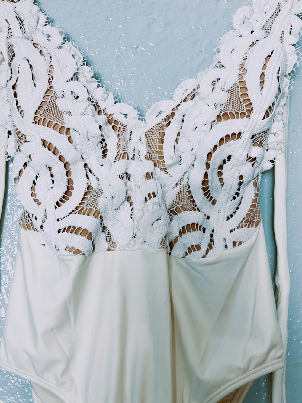PilyQ White Lace Trim Bodysuit